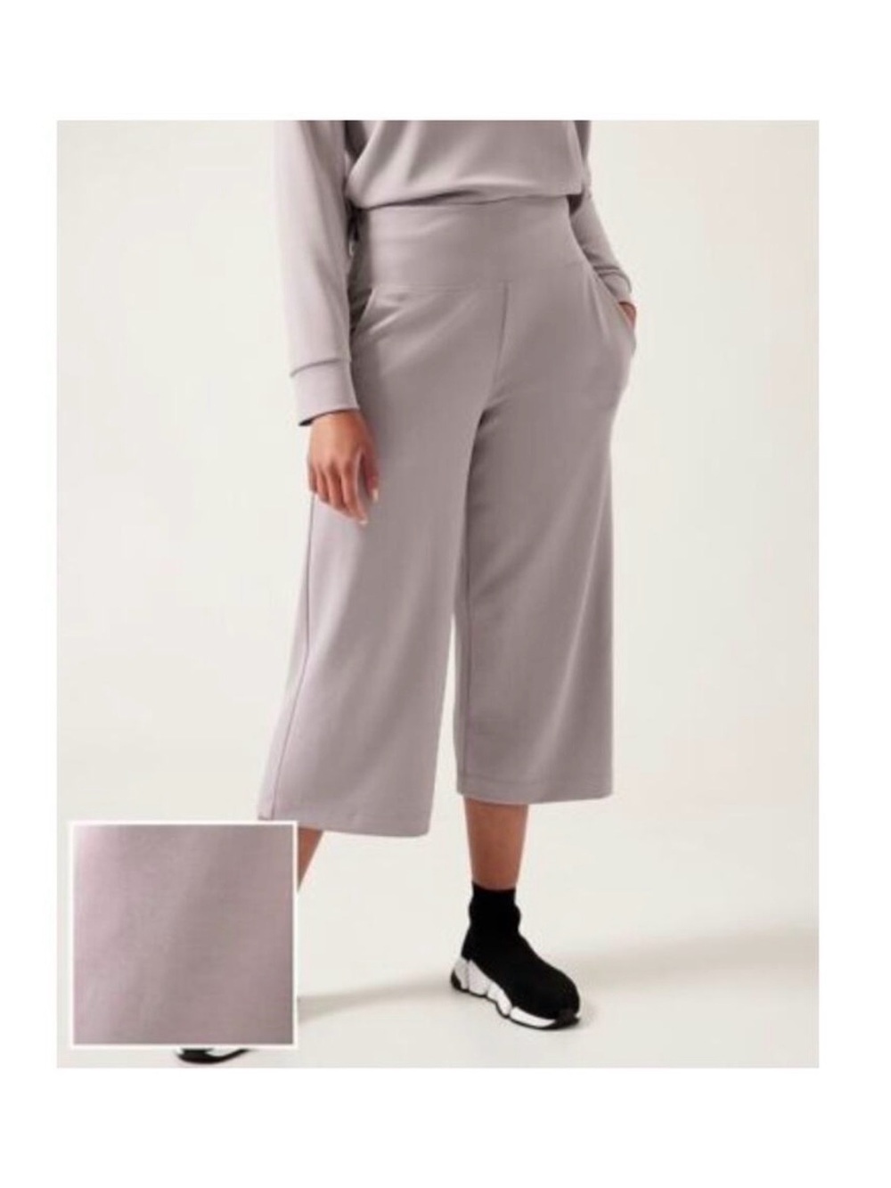 Athleta Cropped Wide-Leg Pants - Light Mauve